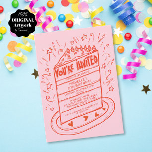 Invitación Mano única y caprichosa de diversión dibujada past