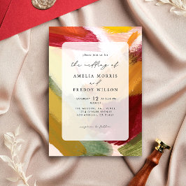 Invitación Mano vibrante roja colorida pintada Boda abstracto