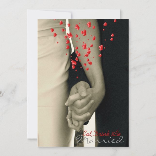 Invitación manos Balack y cena blanca del ensayo del boda (Reverso)