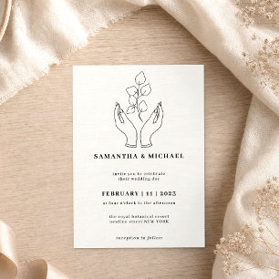 Invitación Manos blancas claras Flor rezando
