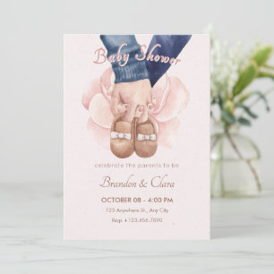 Invitación Manos con zapatos para bebés recién nacidos ducha