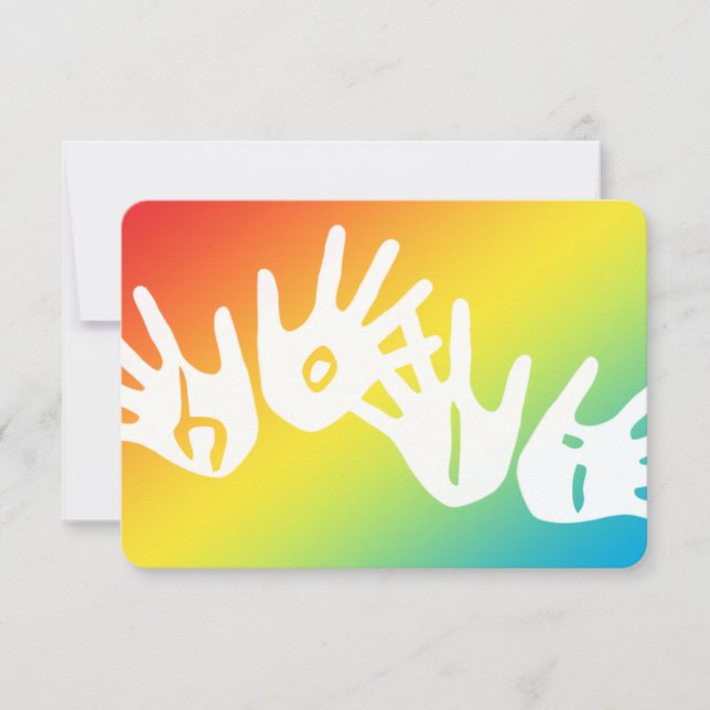 Invitación manos de color de holi (Anverso)