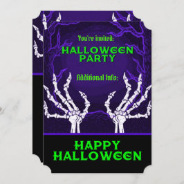 Invitación Manos de esqueleto morado