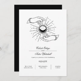 Invitación Manos elegantes místicas negras y blancas