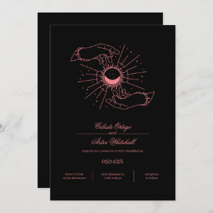 Invitación Manos místicas rosadas y negras Ayuno Celestial
