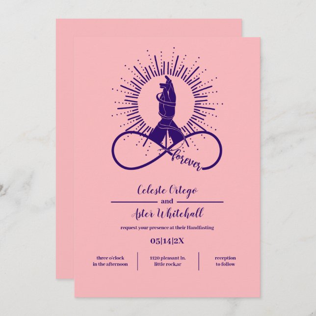 Invitación Manos Pink & Purple Simple para Manos Manos Manos  (Anverso / Reverso)