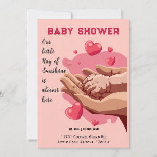 Invitación Manos tensas con el Baby Shower de los corazones a