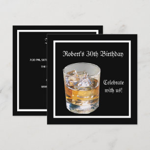 Invitación Mans 30.º Fiesta de cumpleaños Bebidas de plata ne