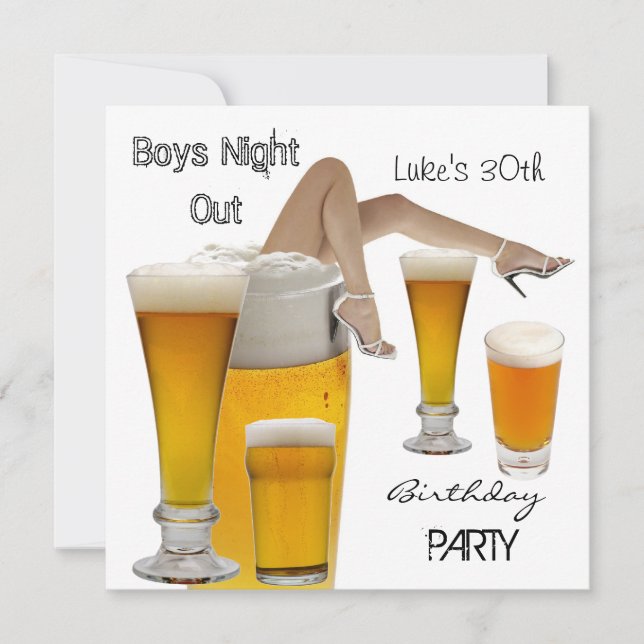 Invitación Mans 30.º Fiesta de cumpleaños Cerveza Niños Piern (Anverso)