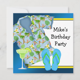 Invitación Mans BBQ Margarita Beach Birday Party