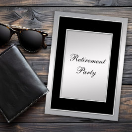 Invitación Mans Black Silver Retirement Fiesta