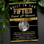 Invitación Mans Funny se construyó en la fiesta de cumpleaños<br><div class="desc">Retroceda en el tiempo y celebra con nuestra clásica invitación de cumpleaños "Nacidos en los 50 - Original y sin restaurar". Perfecto para el hombre que aprecia el encanto de los años 50 y le encanta reír, esta invitación de estilo vintage combina elegancia con humor. Con un sofisticado diseño en...</div>