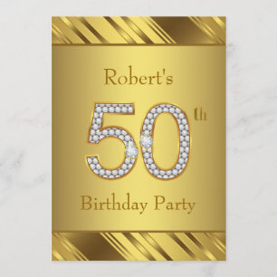 Invitación Mans Pure Gold Fiesta de cumpleaños número 50