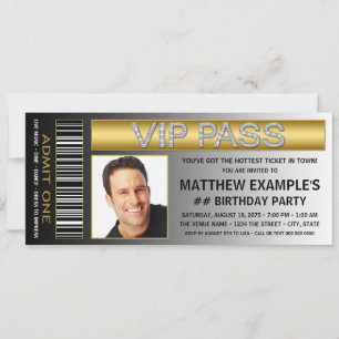 Invitación Mans Ticket Party Birday