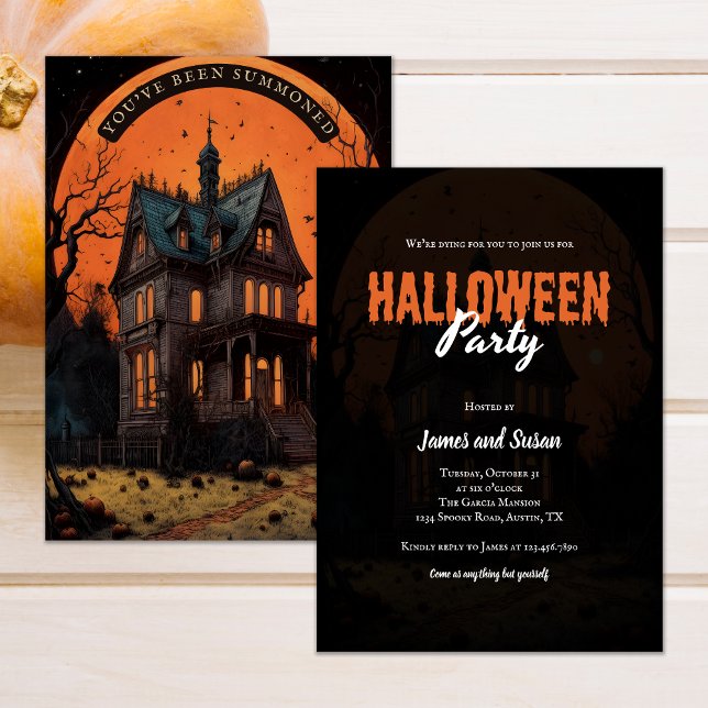 Invitación Mansión de Halloween embrujada Fiesta de disfraces (Halloween Haunted Mansion Adult Costume Party Invitation)