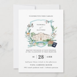 Invitación Mansión elegante del castillo | Escudo Boda de via