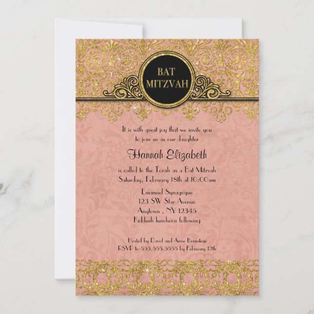 Invitación Mansión inglesa estilo Art Deco Nouveau Damask (Anverso)