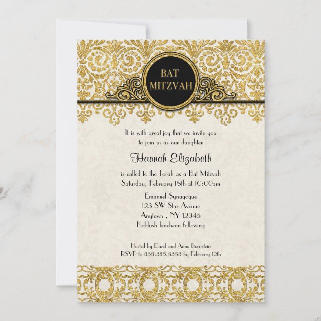 Invitación Mansión inglesa estilo Art Deco Nouveau Damask (Anverso)