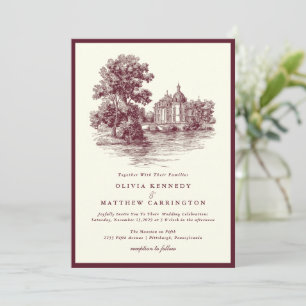 Invitación Mansión Lugar Estética de Dinero Antiguo Burgundy