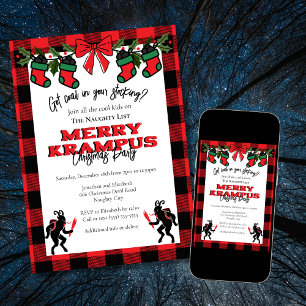 Invitación Manta Escocesa Moderna de Búfalo Alegre Krampus Fi