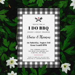 Invitación Mantel de picnic a cuadros en blanco y negro I Do