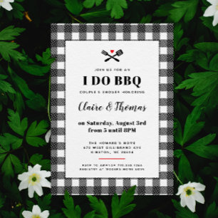 Invitación Mantel de picnic a cuadros en blanco y negro I Do 