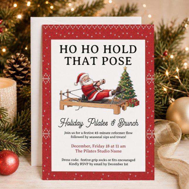 Invitación Mantén Esa Pose Divertida Cena de Navidad Pilates (HoHoHold That Pose Funny Christmas Pilates Brunch Invitation
)