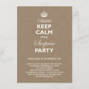 Invitación Mantén la Calma Divertida Sorpresa de Cumpleaños I