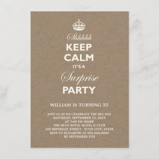 Invitación Mantén la Calma Divertida Sorpresa de Cumpleaños I