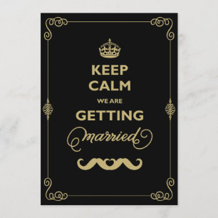 Invitación Mantén la calma Dos bigotes Clásico Vintage Boda g
