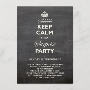 Invitación Mantén la calma Fiesta de cumpleaños sorpresa dive