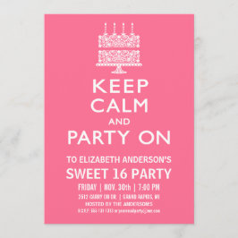 Invitación Mantén la Calma y Sigue la Fiesta Cumpleaños Sweet