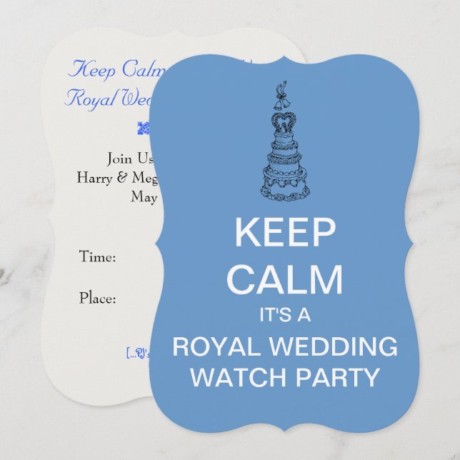 Invitación Mantener CALMA Boda Real Watch Fiesta Invitado (Az (Anverso / Reverso)