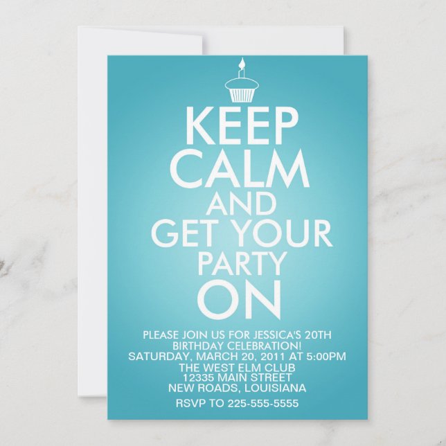 Invitación Mantener la calma Cumpleaños (Anverso)