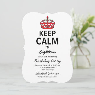 Invitación Mantener la calma Dieciocho cumpleaños
