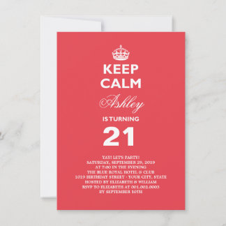 Invitación Mantener la calma Red Funny Milestone Fiesta de cu