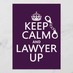 Invitación Mantener la calma y al abogado (cualquier color)