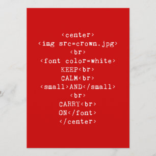 Invitación Mantener la calma y continuar con html (en cualqui
