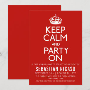 Invitación Mantener La Calma Y El Fiesta