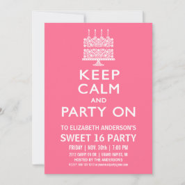 Invitación Mantener la calma y el Fiesta en buen estado Dieci