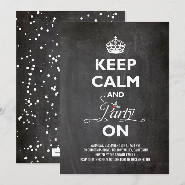 Invitación Mantener La Tranquilidad Y El Fiesta En Las Vacaci (Anverso / Reverso)