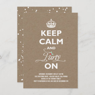 Invitación Mantengan la calma y el Fiesta en la divertida fie