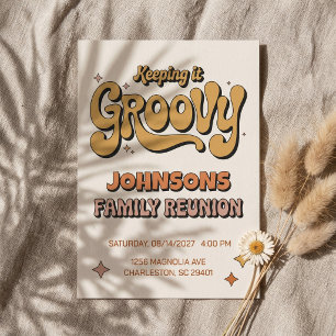 Invitación Manteniendo lo Groovy Reunión Familiar Retro Boho