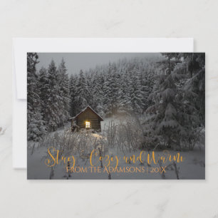 Invitación Mantente acogedor y cálido Log Cabin en foto de ni