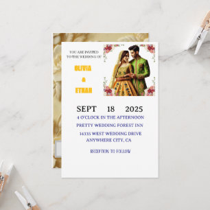 Invitación Mantequilla amarilla y verde Elegante floral