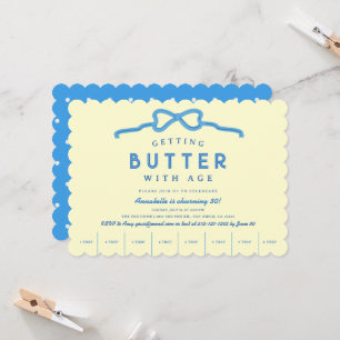 Invitación Mantequilla con la Edad Arco Azul Cumpleaños