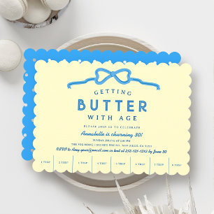Invitación Mantequilla con la Edad Arco Azul Cumpleaños