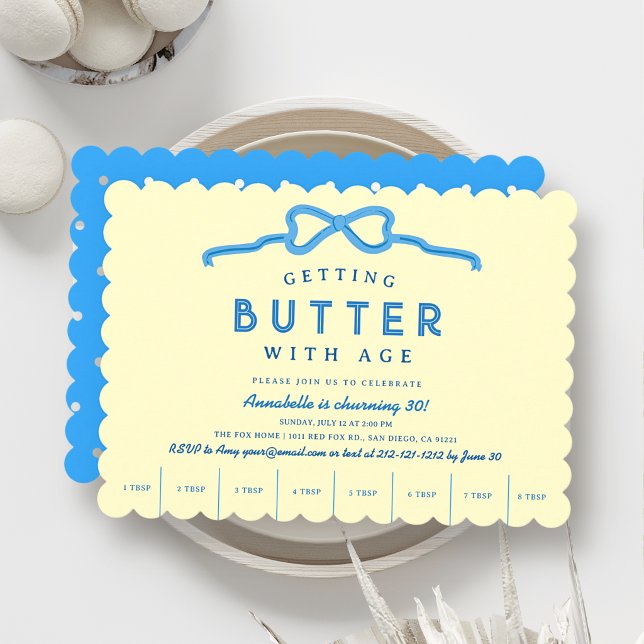 Invitación Mantequilla con la Edad Arco Azul Cumpleaños (Subido por el creador)