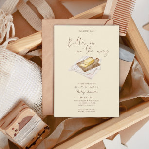 Invitación mantequilla de moda ducha de bebé amarilla