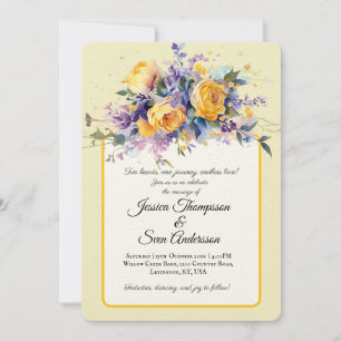 Invitación Mantequilla Floral Amarilla acuarela Elegante Boda